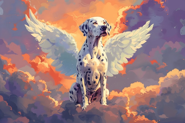 Free Photo digital art portrait of adorable pet in heaven