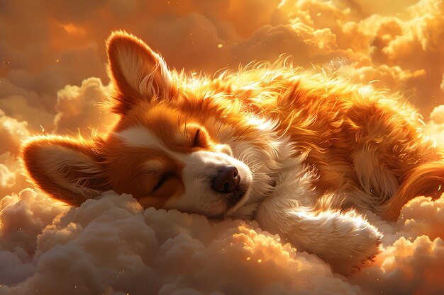 Digital art portrait of adorable pet in heaven