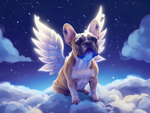 Free Photo digital art portrait of adorable pet in heaven