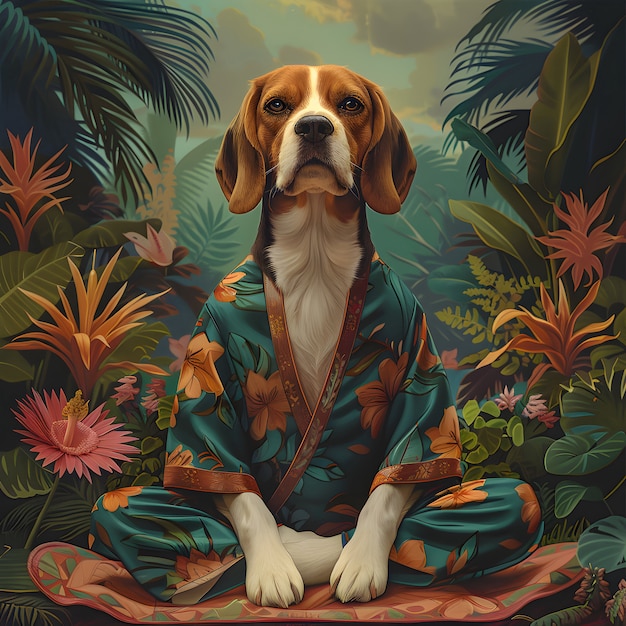 Free Photo digital art portrait of animal meditating and practicing mindfulness