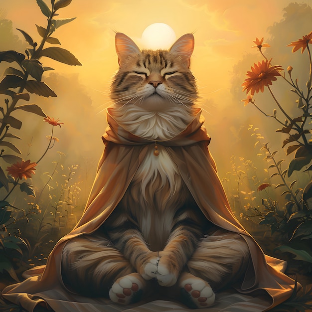 Free photo digital art portrait of animal meditating and practicing mindfulness