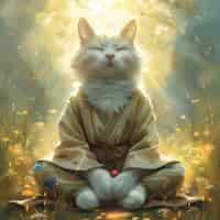 Free photo digital art portrait of animal meditating and practicing mindfulness