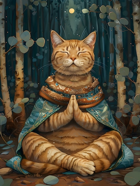 Free photo digital art portrait of animal meditating and practicing mindfulness