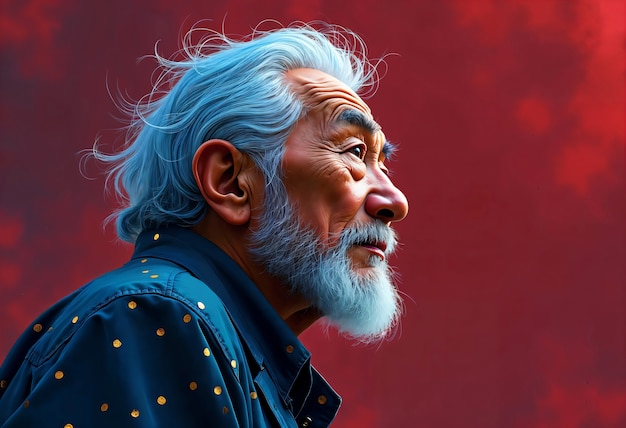 Free photo digital art portrait of asian man