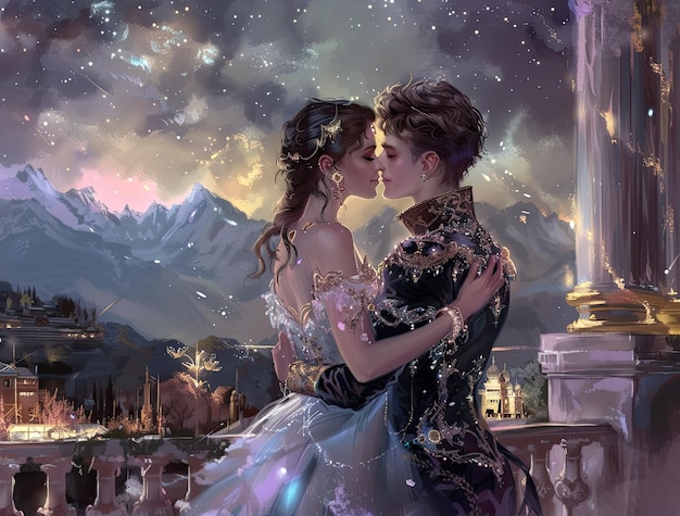 Free photo digital art princess and prince