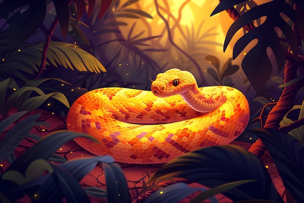 Free photo digital art snake illustration