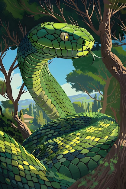 Digital art snake illustration