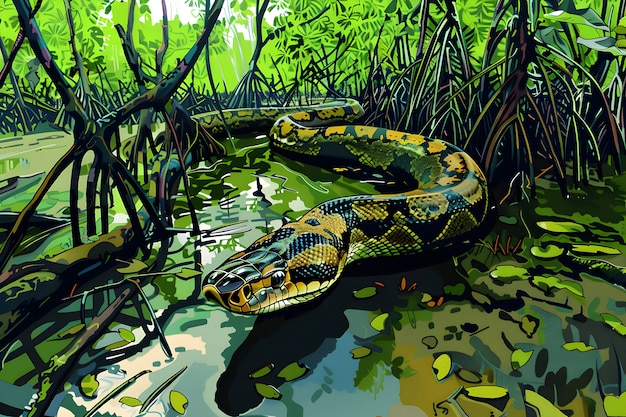 Free photo digital art snake illustration