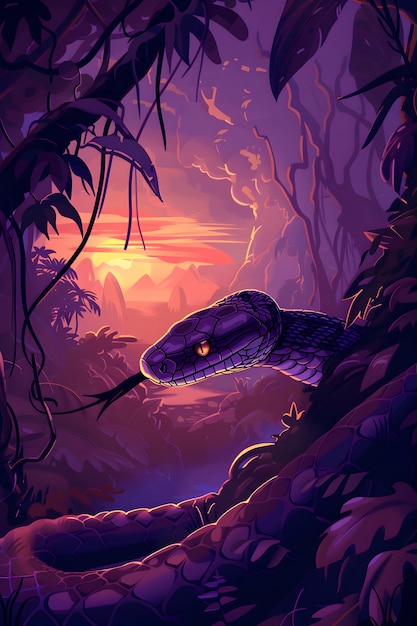 Digital art snake illustration