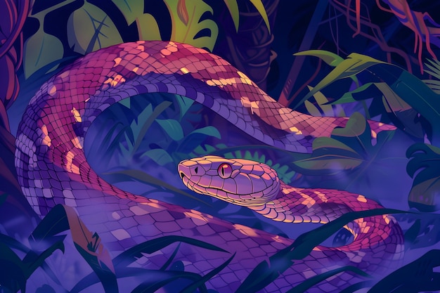 Free photo digital art snake illustration