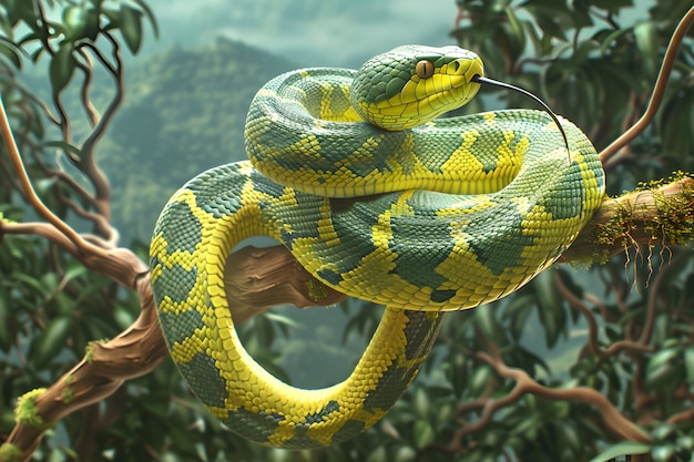 Free photo digital art snake illustration