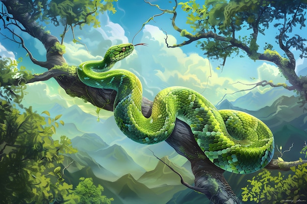 Digital art snake illustration