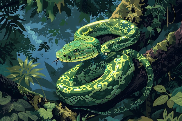 Free photo digital art snake illustration