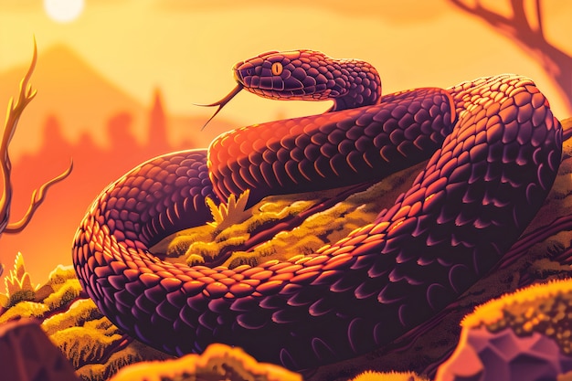 Free Photo digital art snake illustration