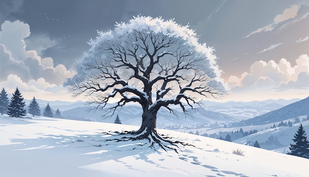 Free Photo digital art snow landscape