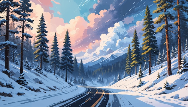 Digital art snow landscape