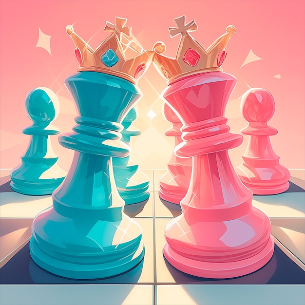 Free photo digital art style abstract chess pieces