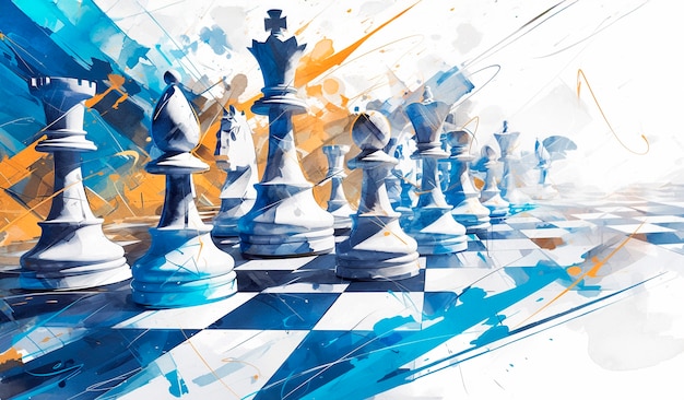 Free Photo digital art style abstract chess pieces