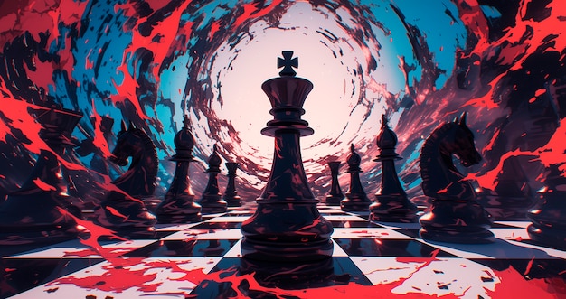 Free Photo digital art style abstract chess pieces