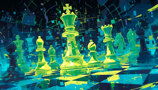 Free photo digital art style abstract chess pieces