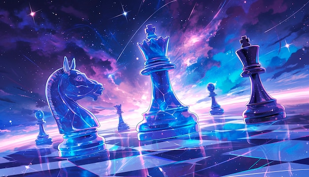 Free Photo digital art style abstract chess pieces