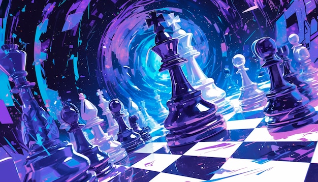 Free photo digital art style abstract chess pieces