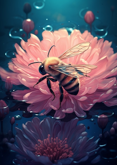 Digital art style bee