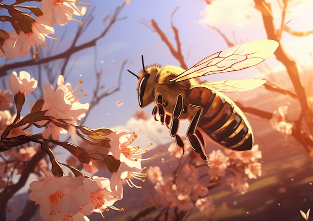 Digital art style bee