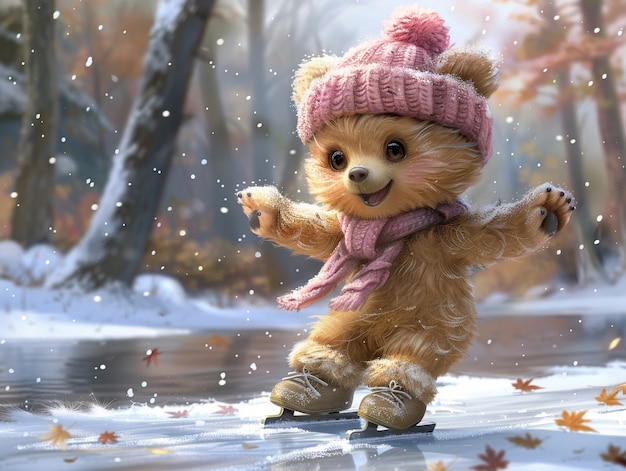 Free Photo digital art style cute bear illustration