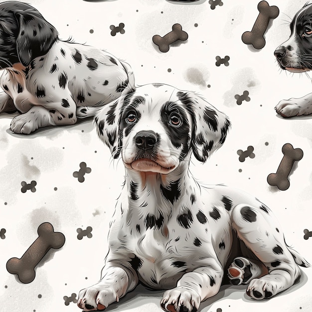 Digital art style dog pattern design