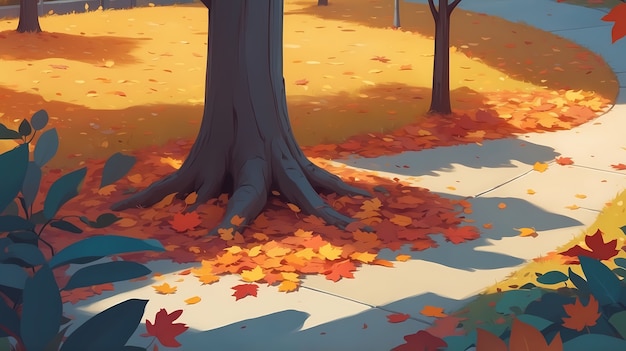 Digital art style fall season illustration