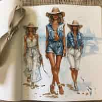 Free photo digital art style fashion design sketch on paper