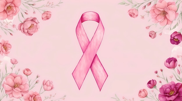 Digital art style illustration for breast cancer awareness month