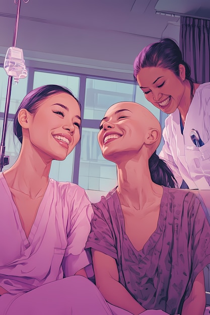 Digital art style illustration for breast cancer awareness month