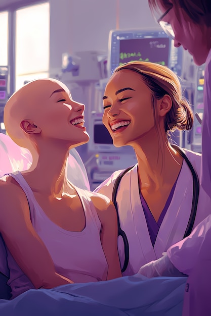 Digital art style illustration for breast cancer awareness month