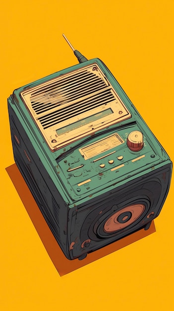 Digital art style illustration of retro radio device