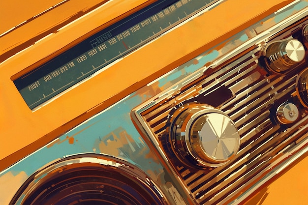 Digital art style illustration of retro radio device