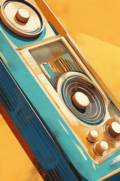 Free Photo digital art style illustration of retro radio device