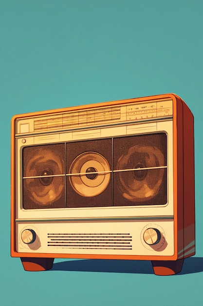 Digital art style illustration of retro radio device