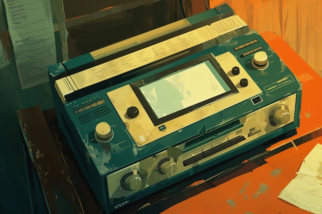 Digital art style illustration of retro radio device