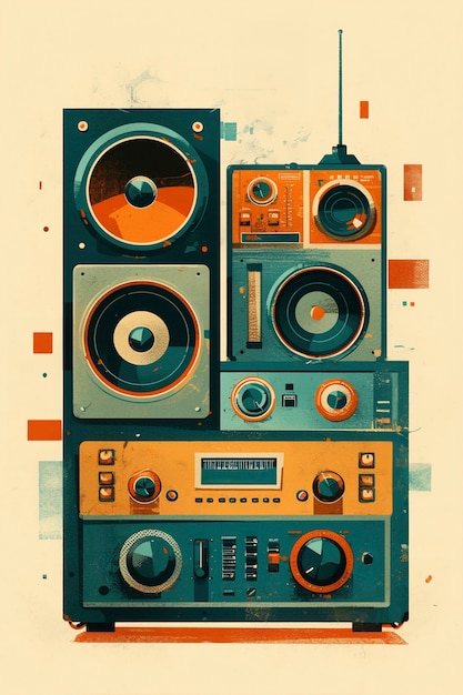 Free photo digital art style illustration of retro radio device