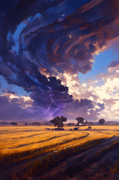 Free photo digital art style illustration of thunderstorm