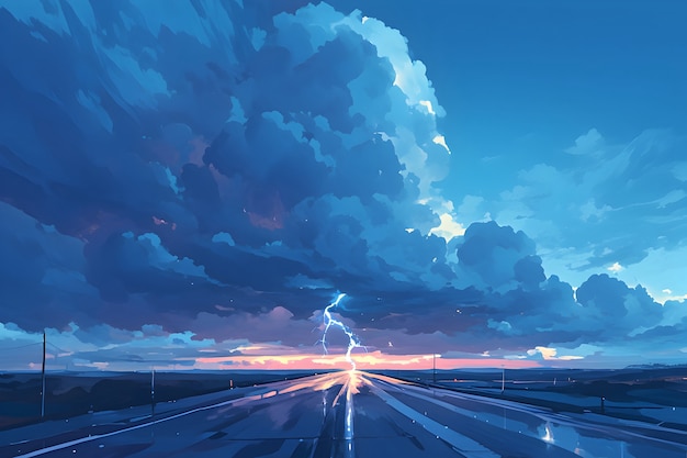 Free photo digital art style illustration of thunderstorm