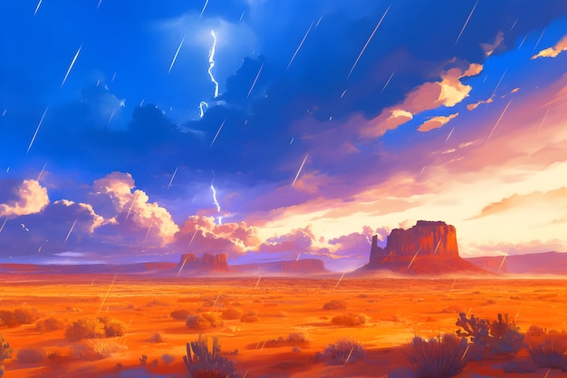 Digital art style illustration of thunderstorm