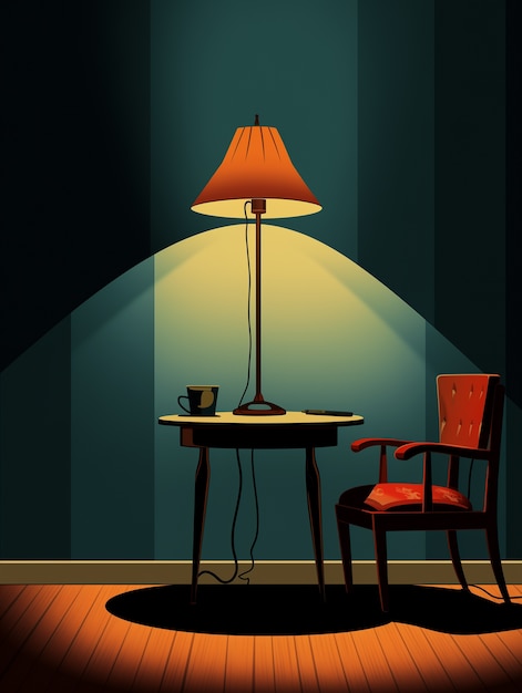 Free Photo digital art style light lamp design