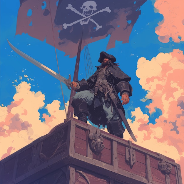 Free photo digital art style pirate character portrait