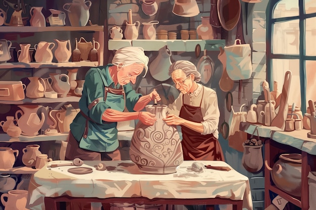 Free Photo digital art style pottery illustration