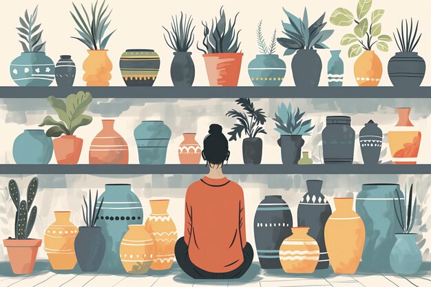 Digital art style pottery illustration