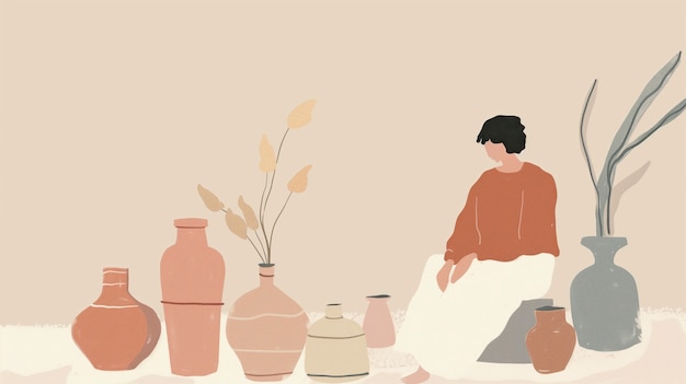 Digital art style pottery illustration