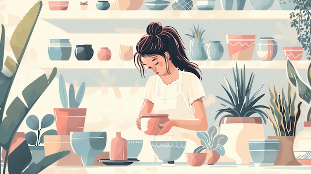 Digital art style pottery illustration